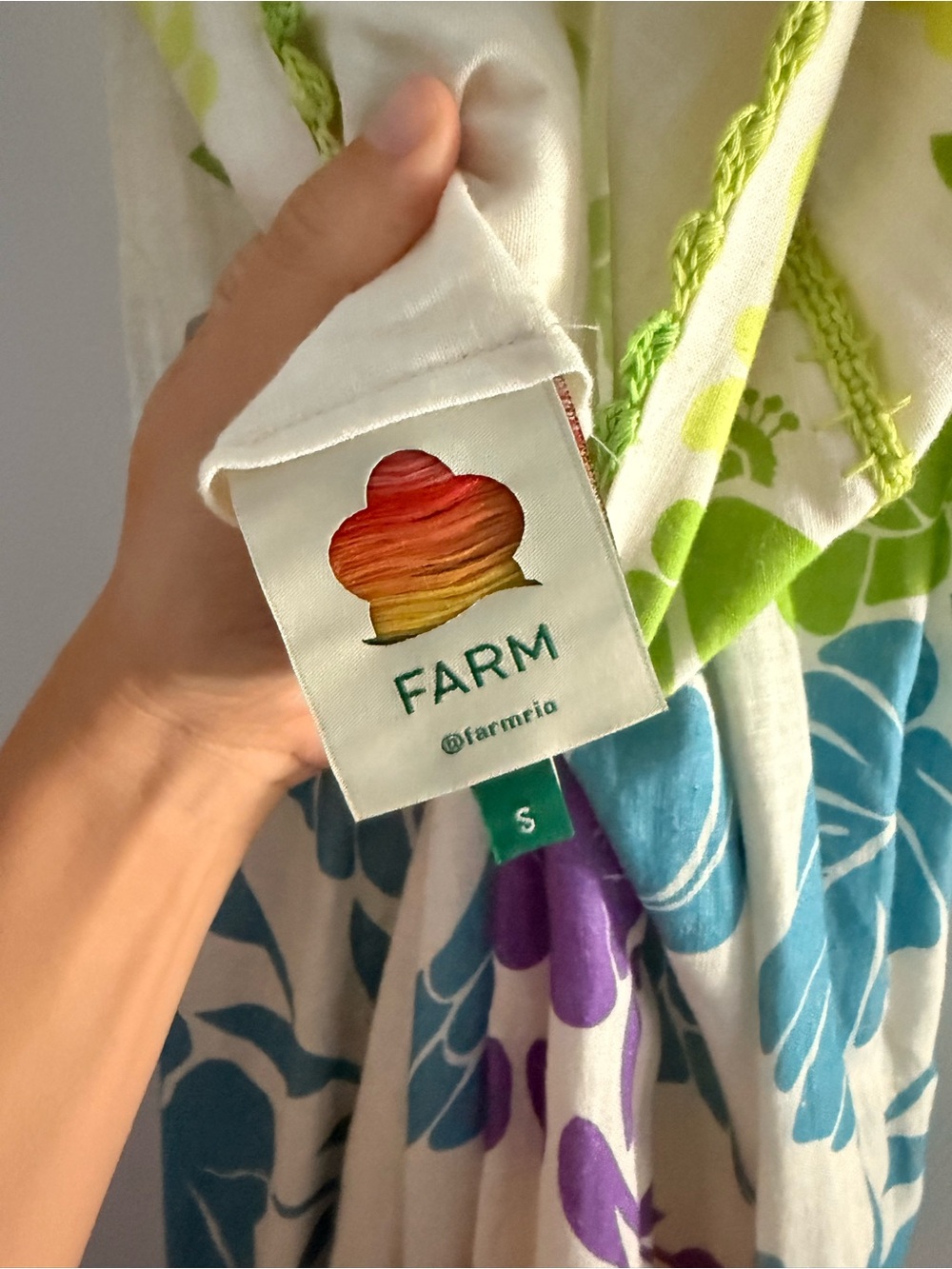 Farm Rio Embroidered printed multicolor rainbow linen-blend maxi dress - Picture 8 of 8
